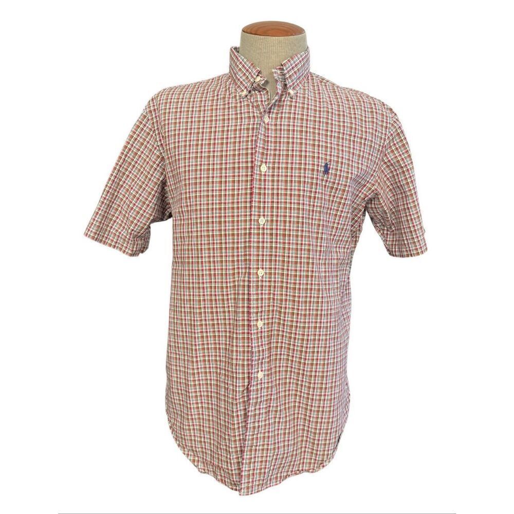 Ralph Lauren Classic Fit Short Sleeve Plaid Button Down Shirt Large Dad Weekend